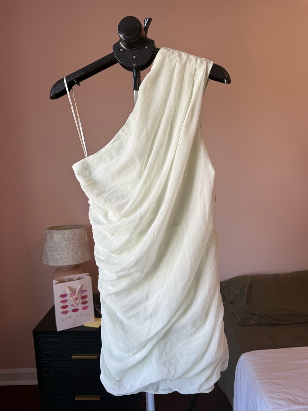 One-Shoulder White Draped Cocktail Dress Abercrombie